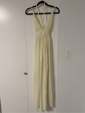 Revamped Cream Double-Strap V-Neck Maxi Dress